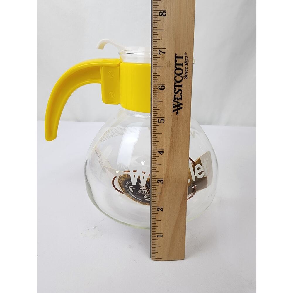 Gemco The Whistler Glass Kettle Pot 8c Yellow/White Handle w/Metal Grid NWT - Picture 8 of 8